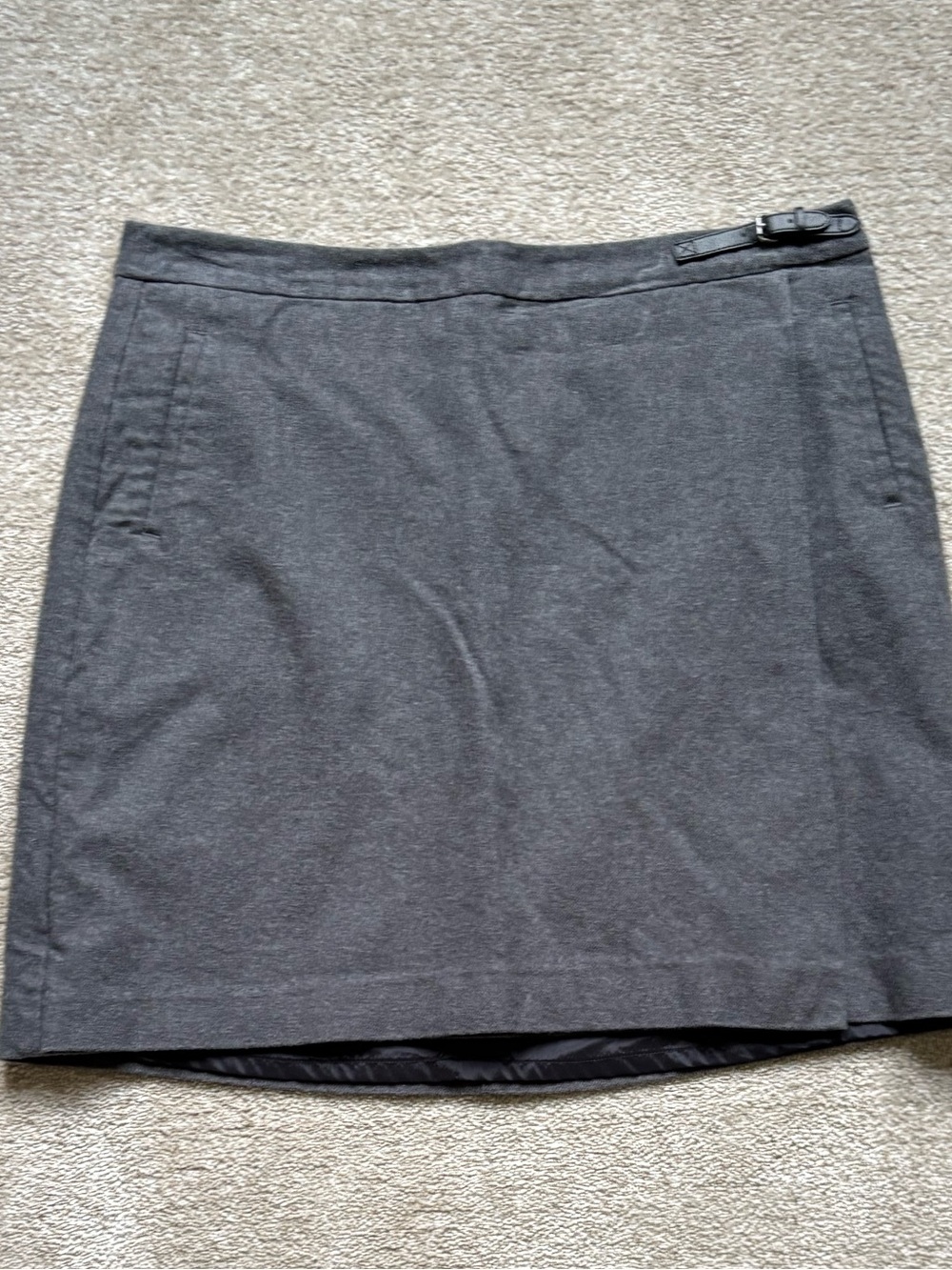 L.L. Bean Dark Gray Mini Skirt with Waist Buckle